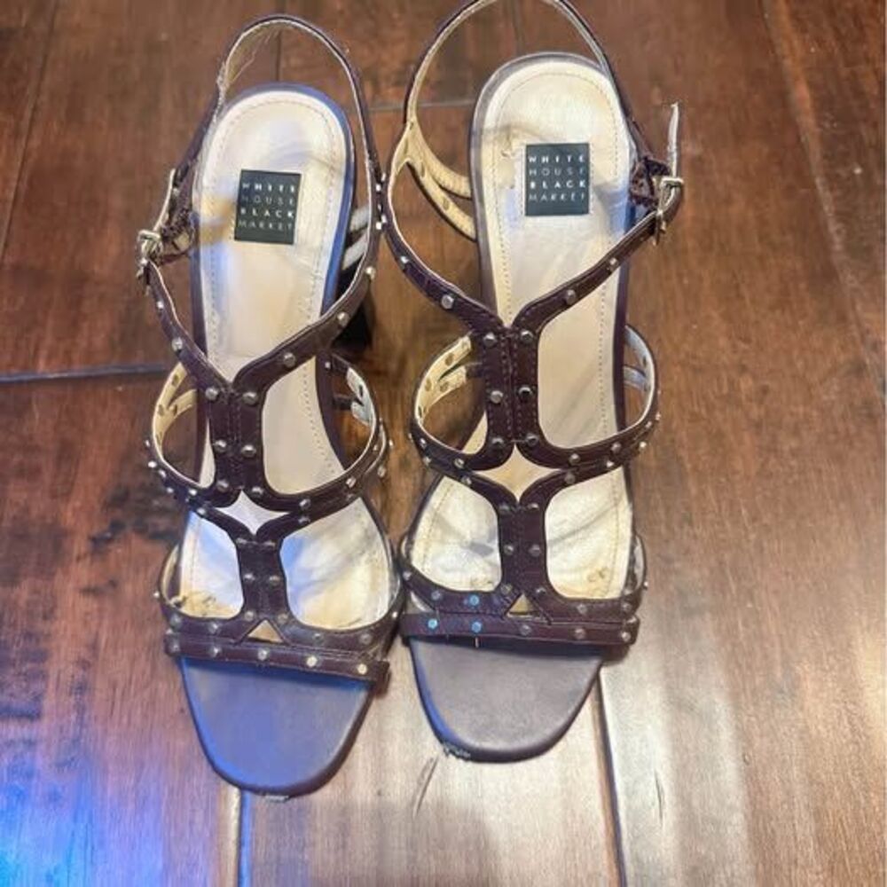 White House Black Market Studded Strappy Heels Sandals Size  8